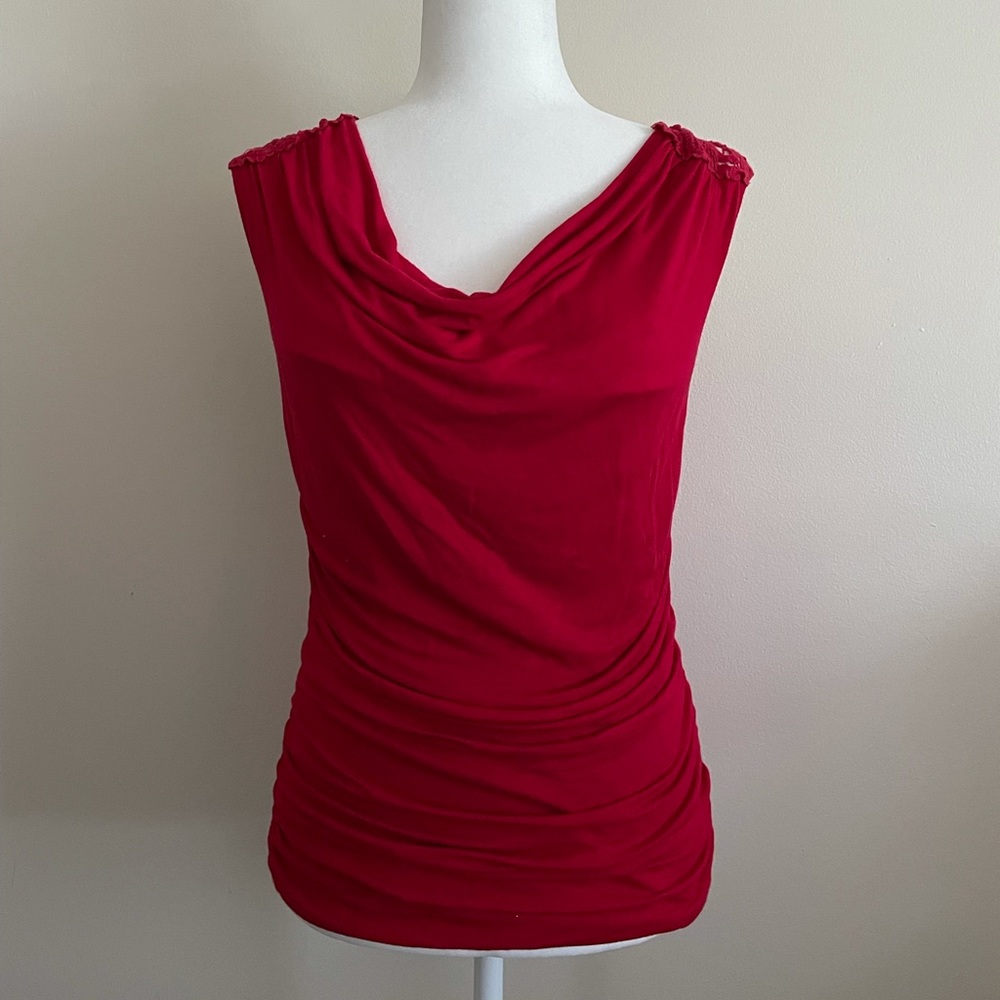 Papaya Draped Red Blouse